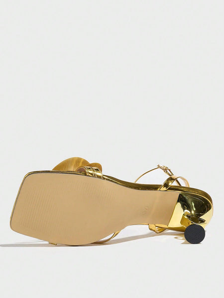 Crenza Floral Golden Heels - sole shot, gold - Miss Mosa By Akanksha