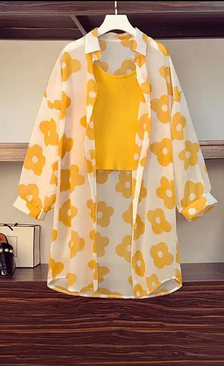 Crispin Statment Shirt - hanging product shot, yellow - Miss Mosa By Akanksha