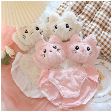 Cute Kitty Lingerie Set - styled flat-lay shot, multicolour - Miss Mosa By Akanksha