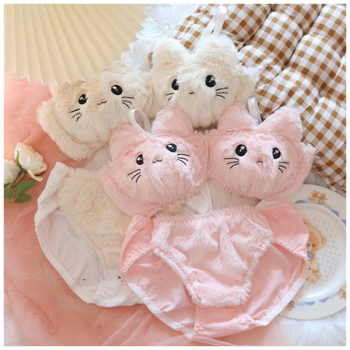 Cute Kitty Lingerie Set In Pink