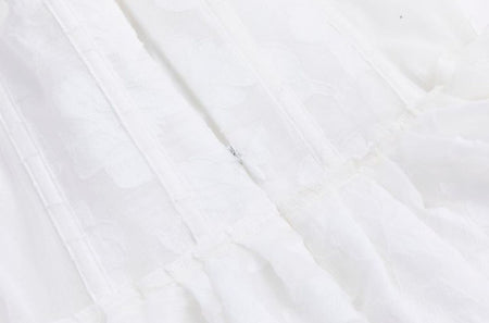 Cyrilla Corset Summer Dress In White - close-up of skirt fabric - Miss Mosa By Akanksha