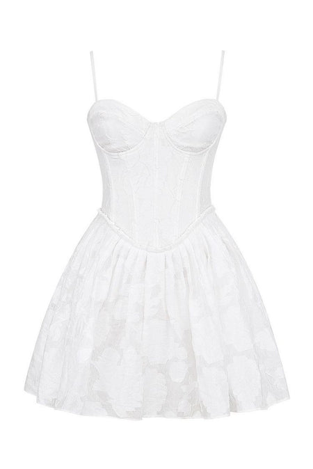 Cyrilla Corset Summer Dress In White - front shot on hanger - Miss Mosa By Akanksha