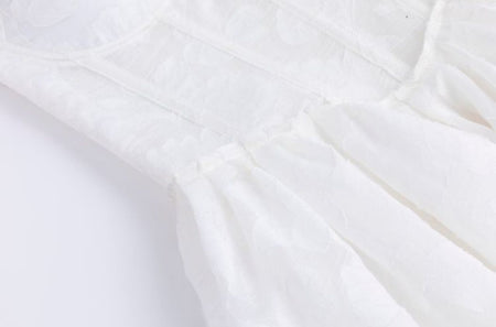 Cyrilla Corset Summer Dress In White - close-up of corset waist seam - Miss Mosa By Akanksha