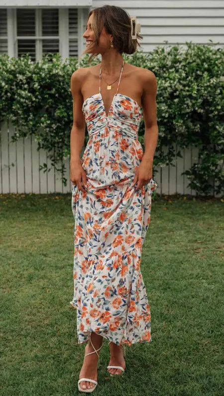 Gemmo Breezy Summer Holiday Dress In Peach