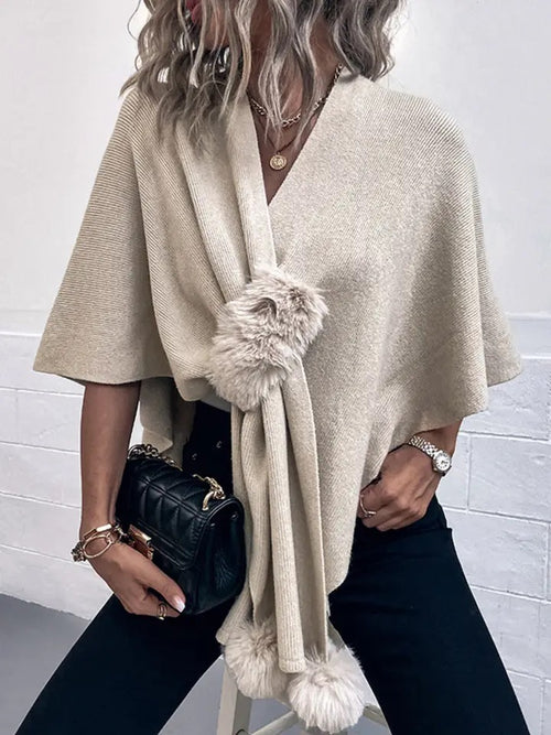 Simona Winter Cape In Beige