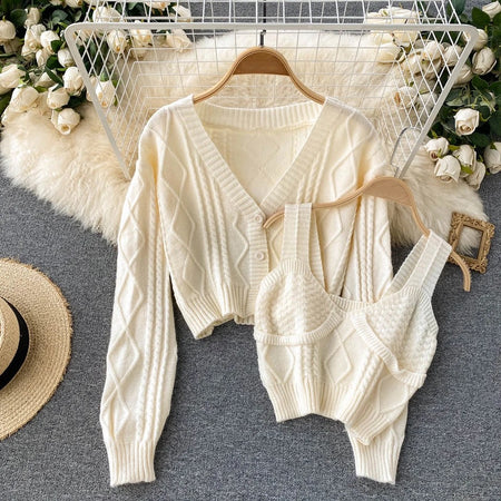 Beige - Cyra Premium Woolen Sweater Set