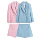 Kalt Blazer And Tweed Skirt Set - Alamode By Akanksha