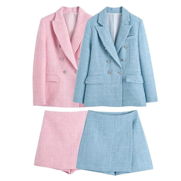 Kalt Blazer And Tweed Skirt Set - Alamode By Akanksha