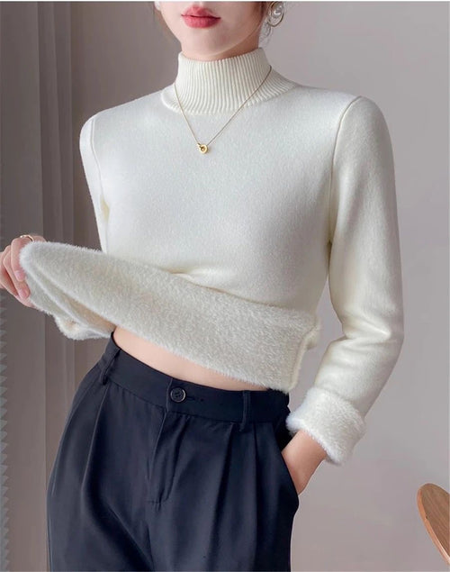 Barisa Fleece Lined Premium Sweater In White