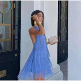 Blue Hue Tasseled Statement Dress - Alamode By Akanksha