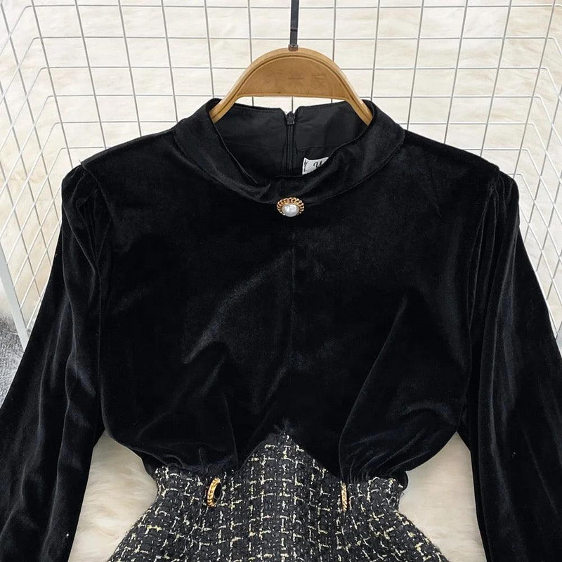 Reina Velvet and Tweed Dress - Alamode By Akanksha