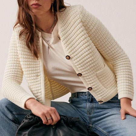 Beige - Gadot Statement Woolen Cardigan Coat