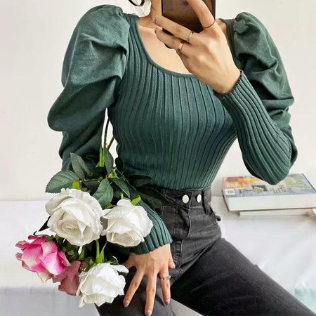 Forest Green - Harriet Ribbed Puffed Sleeve Bodysuit