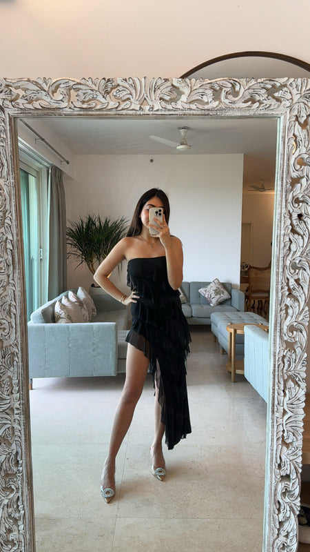 Black - Zanzi Ruffled Bodycon Dress