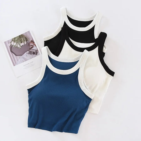 Nikki Tank Tops with Inbuilt Bra In Black