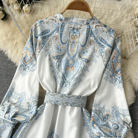 Zeo Modest Vintage Statement Maxi Dress In White