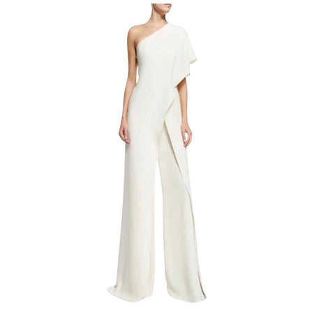 Daffodil Jumpsuits - front shot on model, white - Miss Mosa By Akanksha