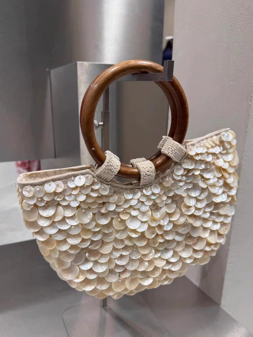 Daisy Sequin Hand Bag With Chain