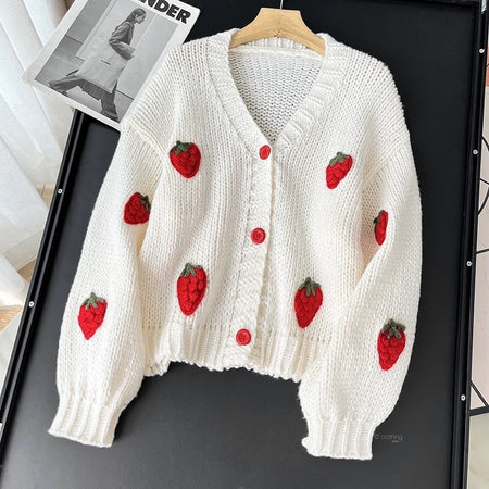 Dane Strawbery Luxe Woolen Cardigan - flat-lay product shot, off-white - Miss Mosa By Akanksha