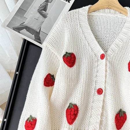 Dane Strawbery Luxe Woolen Cardigan - flat-lay product shot, off-white - Miss Mosa By Akanksha