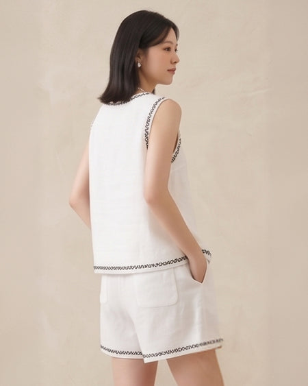 Danica Coord Set with Shorts - back shot, white - Miss Mosa By Akanksha