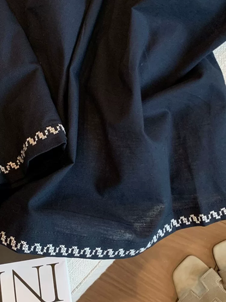 Danica Coord Set with Shorts - fabric detail shot, navy - Miss Mosa By Akanksha