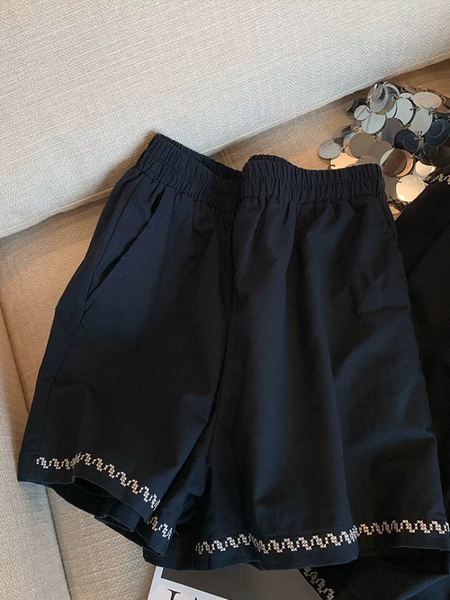 Danica Coord Set with Shorts - fabric detail shot, navy - Miss Mosa By Akanksha