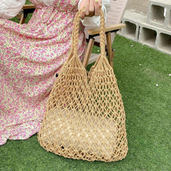 Danica Statement Bag - lifestyle shot on model, beige - Miss Mosa By Akanksha