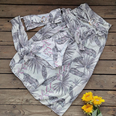 Danisa Statement Summer Holiday Coord In White - flat-lay product shot - Miss Mosa By Akanksha