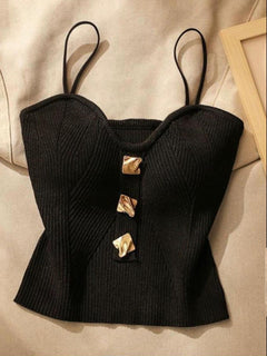 Danish Knit Summer Top - flat-lay product shot, black - Miss Mosa By Akanksha
