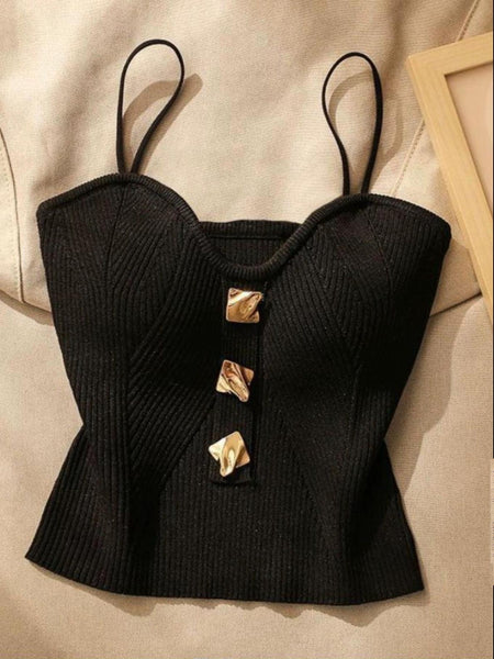 Danish Knit Summer Top - flat-lay product shot, black - Miss Mosa By Akanksha