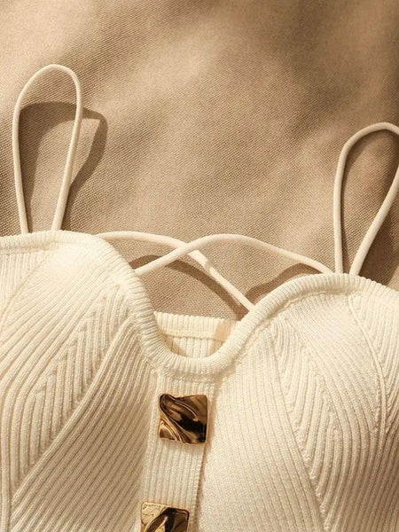 Danish Knit Summer Top - close-up of straps, cream - Miss Mosa By Akanksha