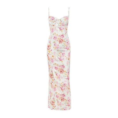 Danube Bodycon Formal Maxi Dress - flat-lay product shot, multicolour - Miss Mosa By Akanksha