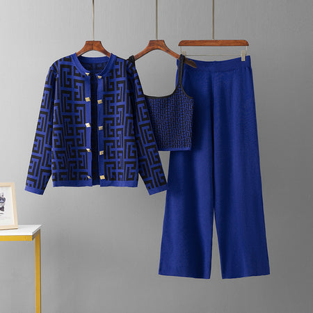 Dara Printed Coord Set With Cape - flat-lay shot, blue and black - Miss Mosa By Akanksha