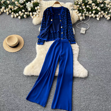 Dara Printed Coord Set With Cape - flat-lay styled shot, blue and black - Miss Mosa By Akanksha