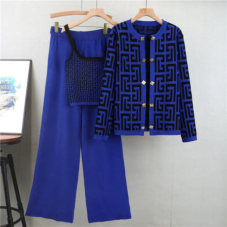 Dara Printed Coord Set With Cape - flat-lay shot, blue and black - Miss Mosa By Akanksha