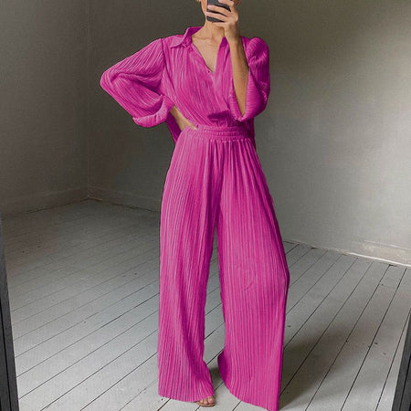 Daria Statement Coord Set In Pink - full-length shot on model in mirror - Miss Mosa By Akanksha