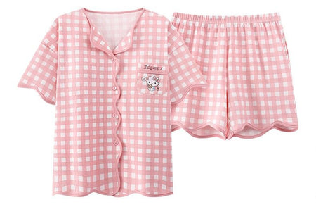 Dawn Two Pc Nightsuit In Peach - flat-lay product shot - Miss Mosa By Akanksha