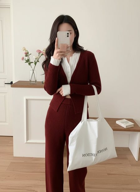 Dawson Premium Winter Coord Set - full-length shot on model, burgundy - Miss Mosa By Akanksha