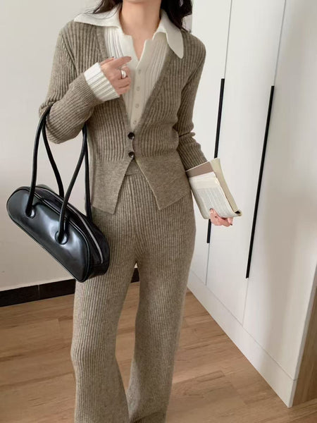 Dawson Premium Winter Coord Set - front shot on model, taupe - Miss Mosa By Akanksha