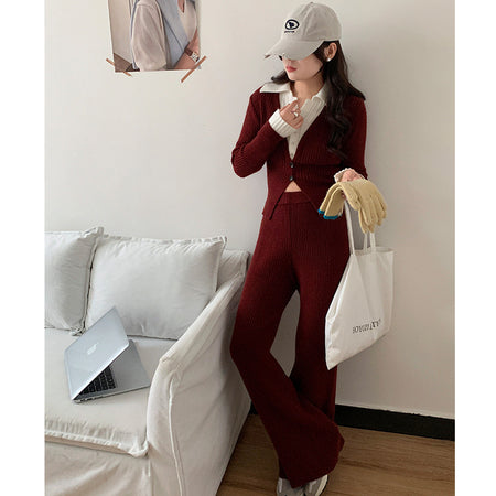 Dawson Premium Winter Coord Set - full-length shot on model, burgundy - Miss Mosa By Akanksha
