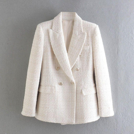 Deborah Statement Tweed Blazer in White - styled flat-lay shot, off-white - Miss Mosa By Akanksha