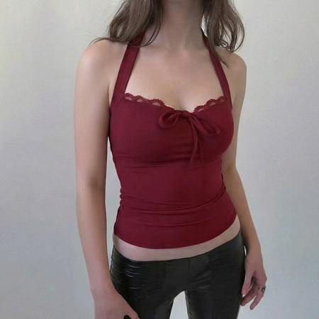 Debro Halterneck Top - front close-up shot, burgundy - Miss Mosa By Akanksha
