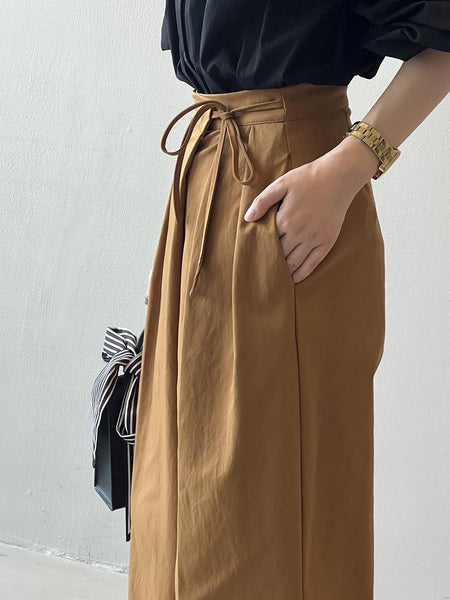 Delia Luxe Formal Pants In Brown - close-up of waist tie detail - Miss Mosa By Akanksha