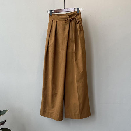 Delia Luxe Formal Pants In Brown - flat-lay product shot on hanger - Miss Mosa By Akanksha