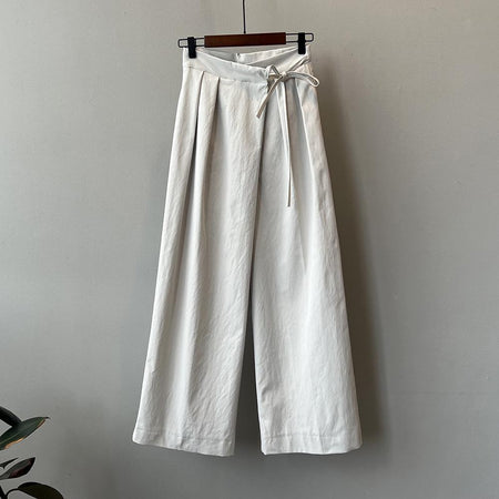 Delia Luxe Formal Pants In Off White - flat-lay product shot on hanger - Miss Mosa By Akanksha