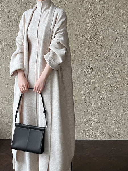 Delmi Winter Dress With Cape - front shot on model, off-white - Miss Mosa By Akanksha