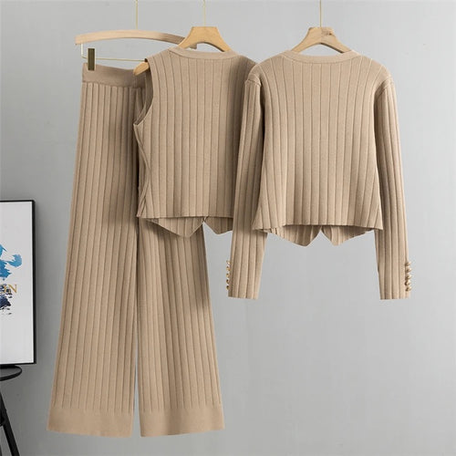 Delora Luxe Winter 3 Pc Coord Set In Brown