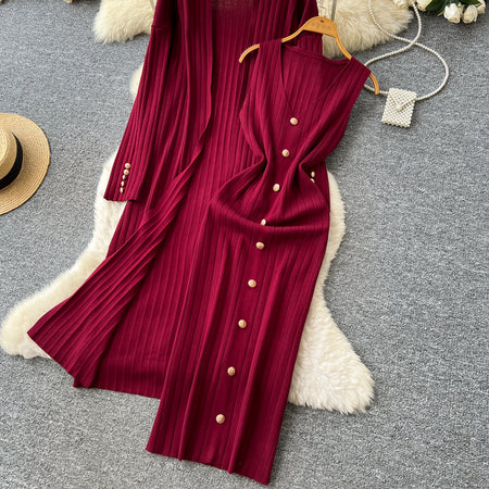 Delphin Winter Dress With Cape - flat-lay styled shot, wine red - Miss Mosa By Akanksha