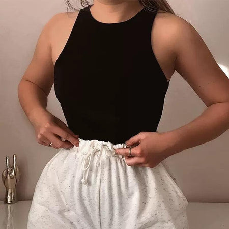 Delsey Wardrobe Essential Bodysuit - front shot on model, black - Miss Mosa By Akanksha